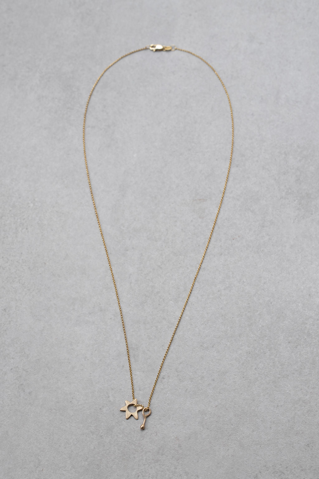 14k gold sun & drop necklace