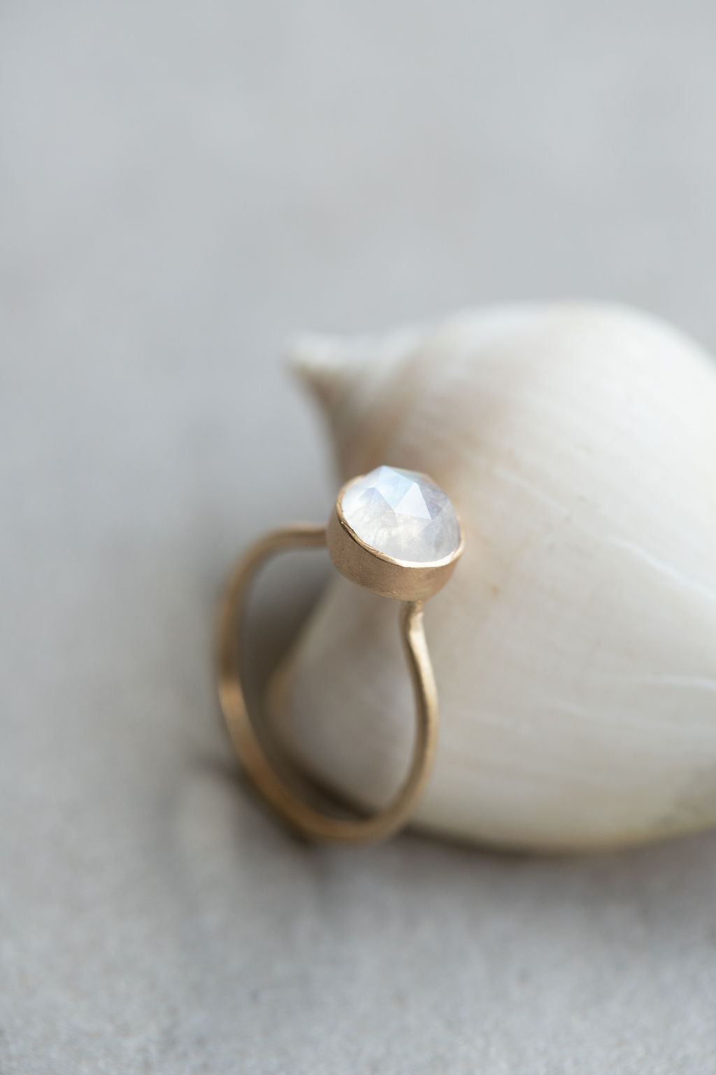 14k gold rose cut gemstone ring