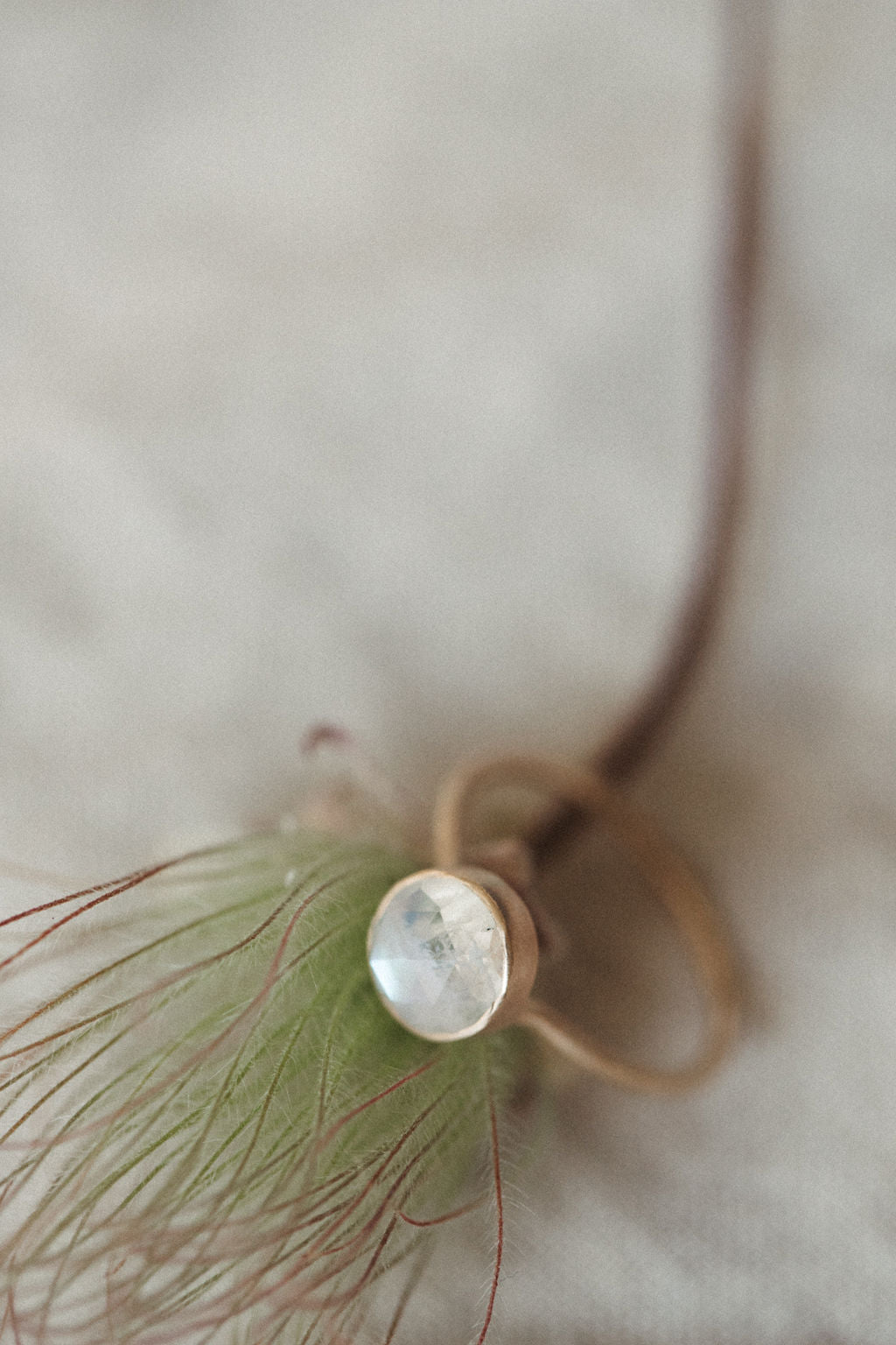 14k gold rose cut gemstone ring