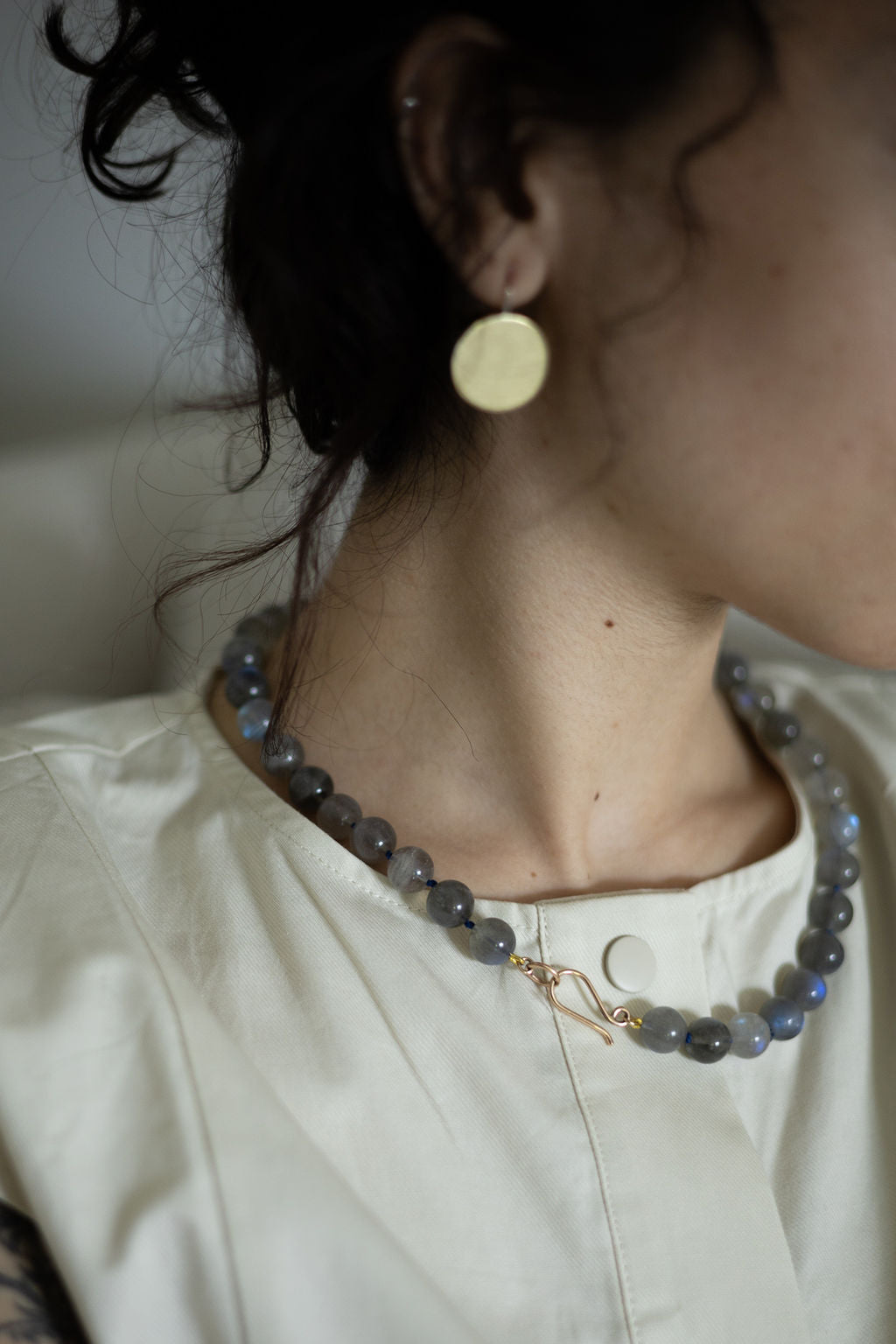 Labradorite and 14k handmade clasp necklace