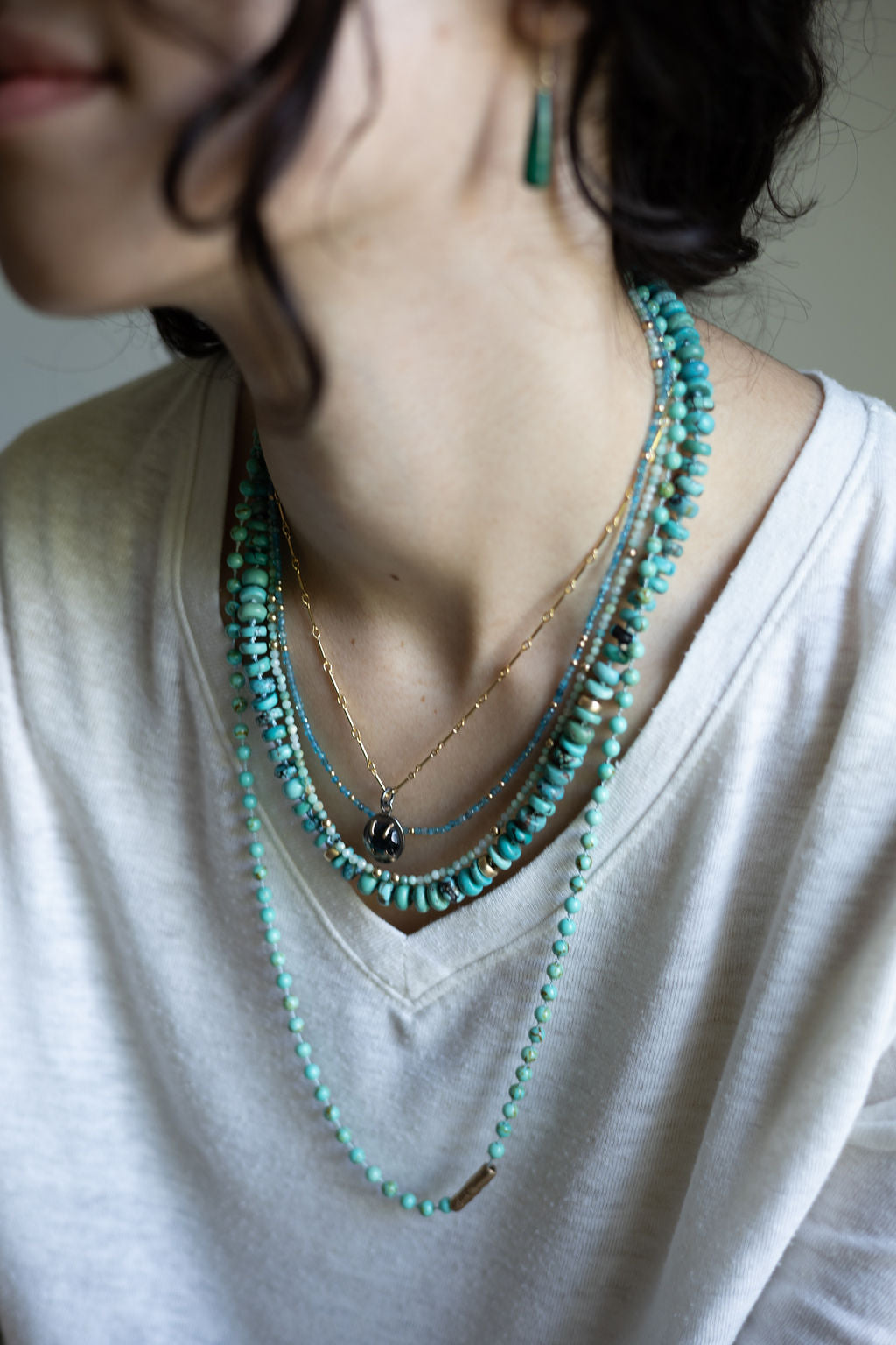 Genuine turquoise & 14k clasp necklace