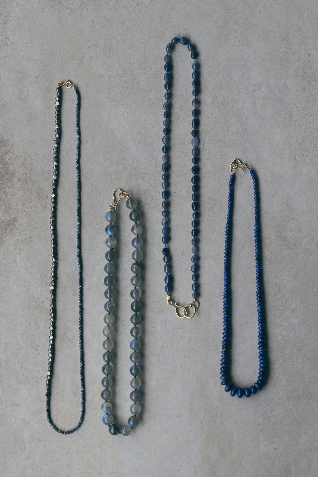 Graduated Lapis and gold clasp necklace