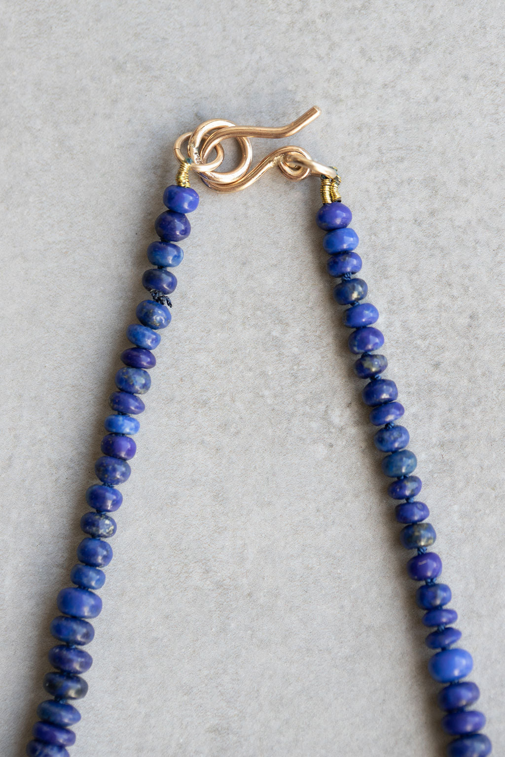 Graduated Lapis and gold clasp necklace