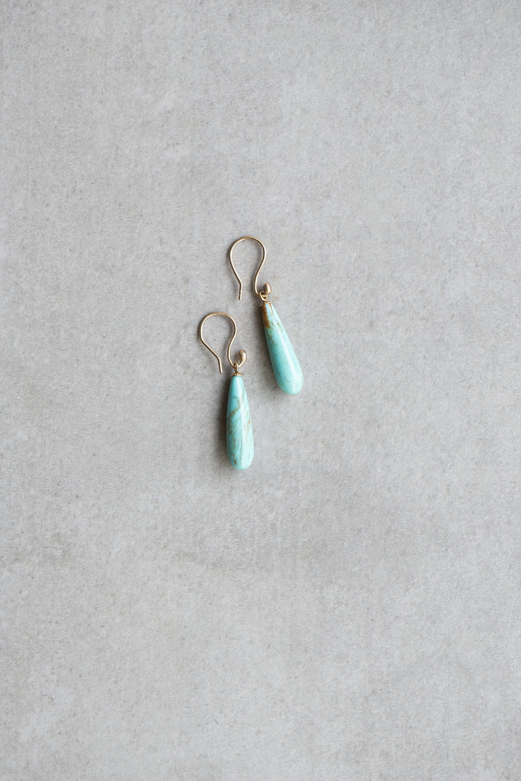 Kingman Turquoise and 14k gold drop earrings