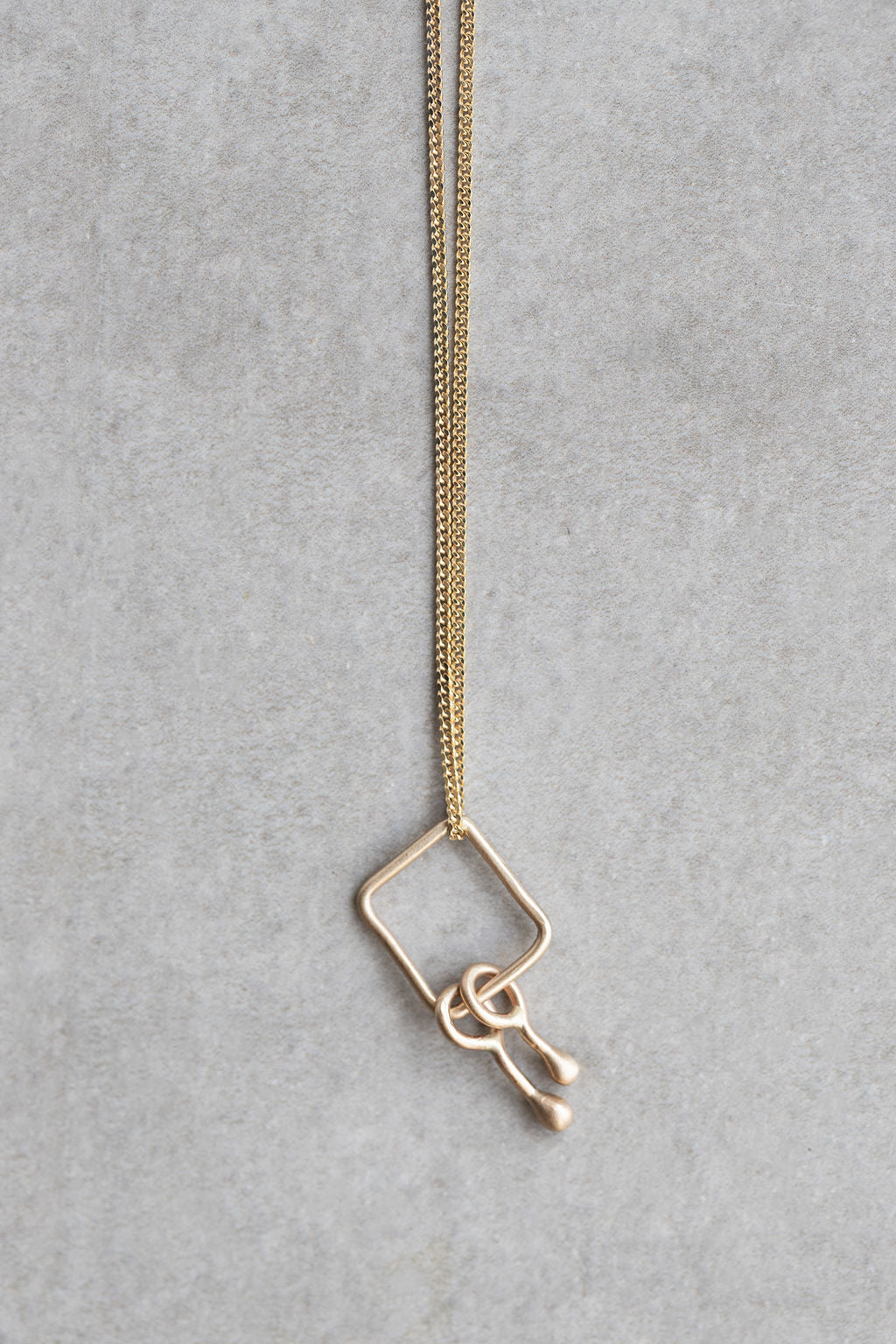 14k gold box and drops necklace