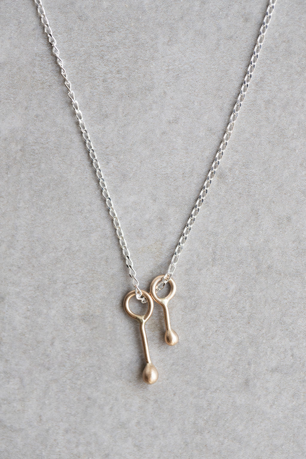 Sterling chain and gold drop necklace